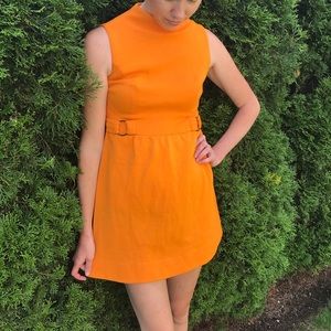 Vintage 60s Tangerine Orange Mini Dress